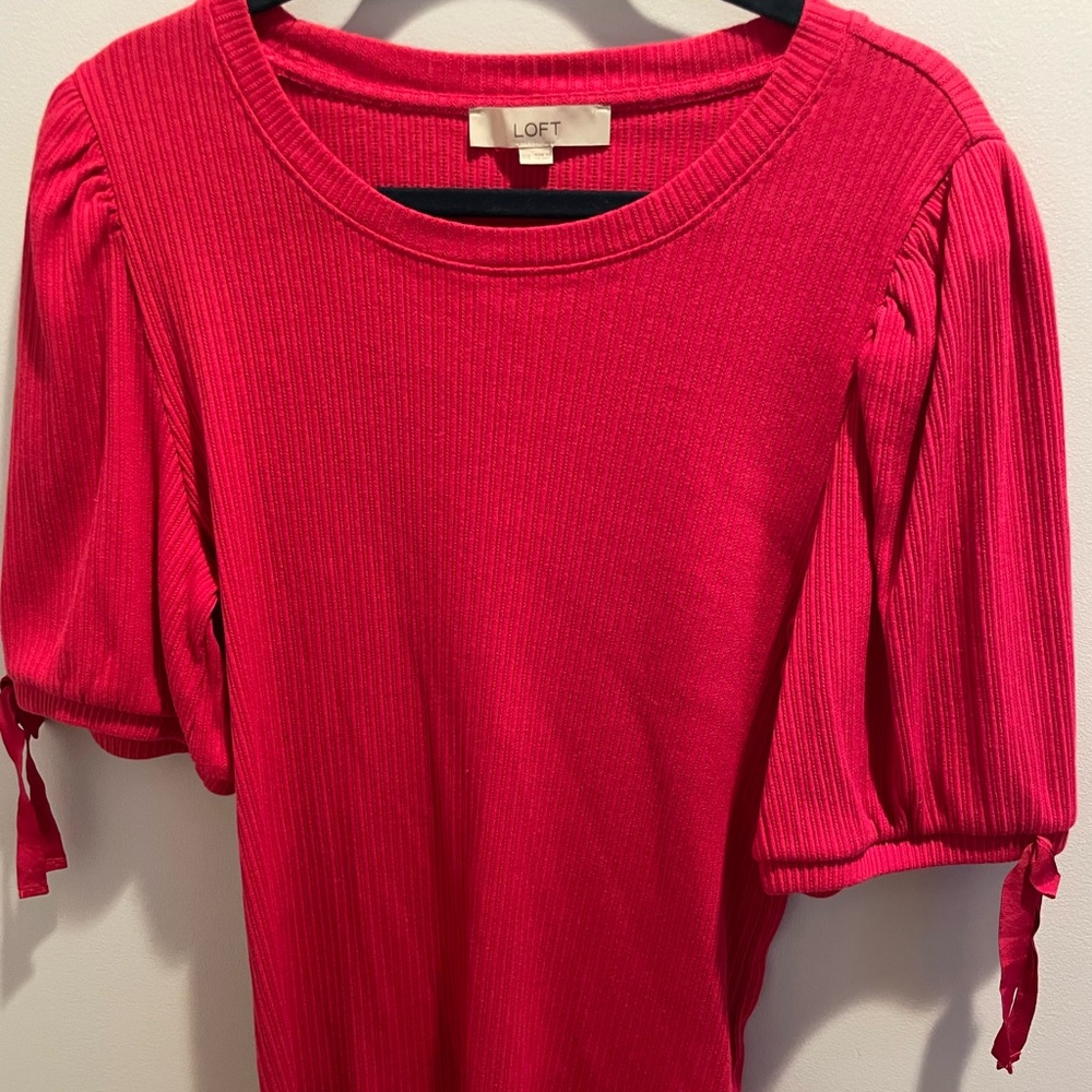 Bright Raspberry Knit Top from Loft, Size XXL NWOT